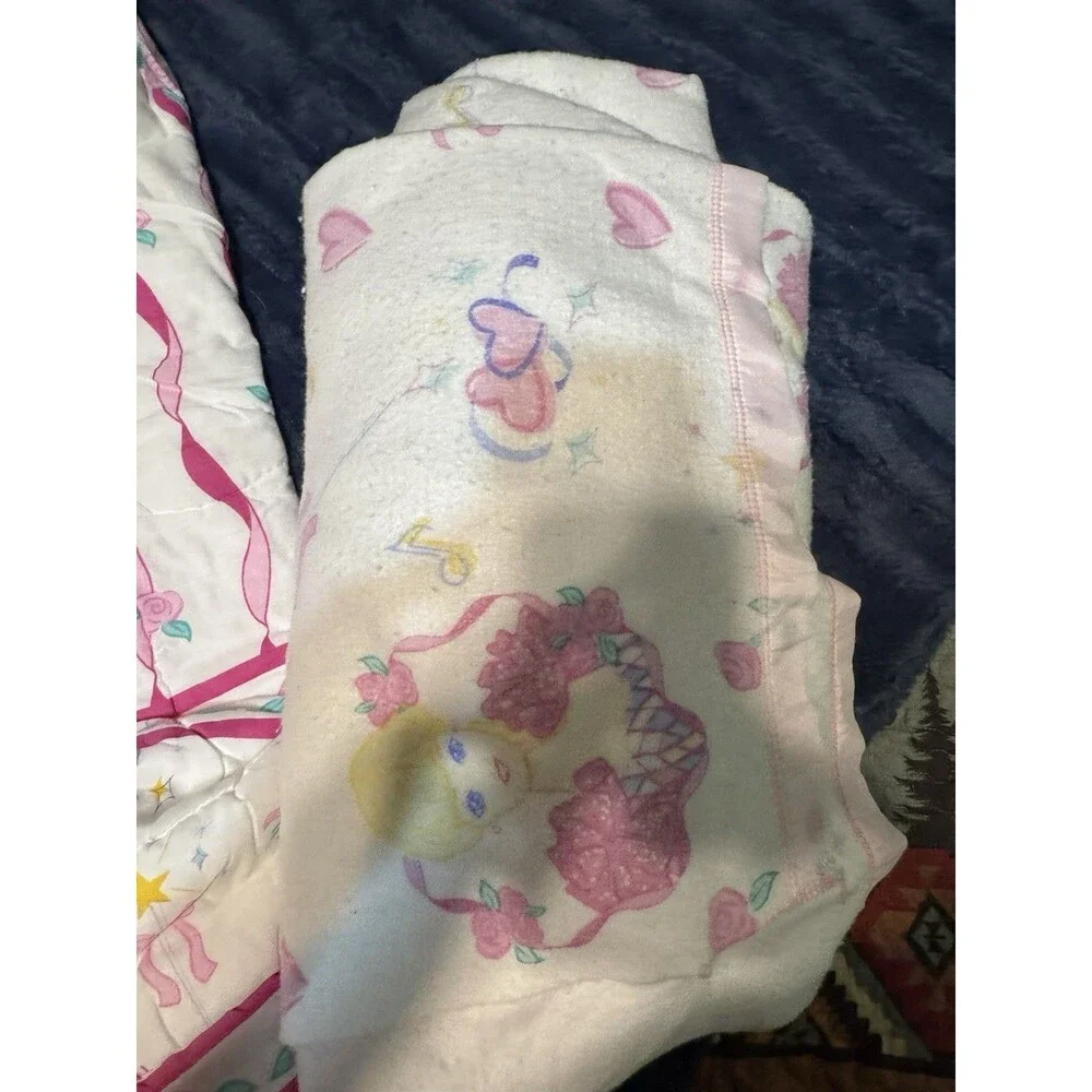 Vintage 1995 Barbie Ballerina Mattel Bedding Lot Comforter Pillow Sheet Pink